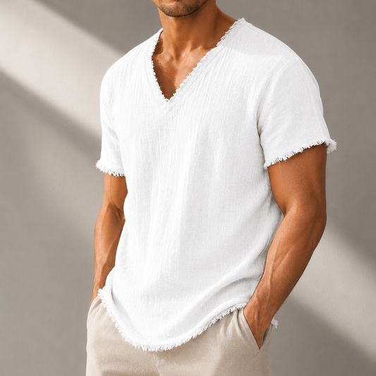 Santino Linen V-Neck T-Shirt