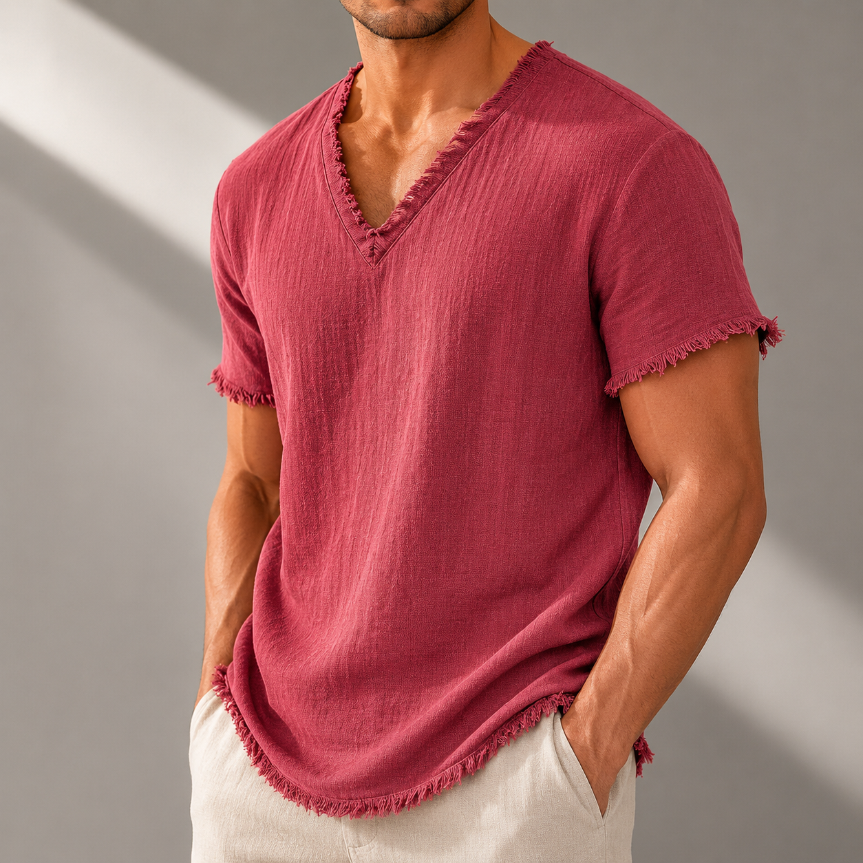 Santino Linen V-Neck T-Shirt