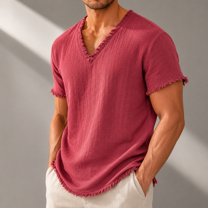 Santino Linen V-Neck T-Shirt