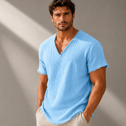 Santino Linen V-Neck T-Shirt