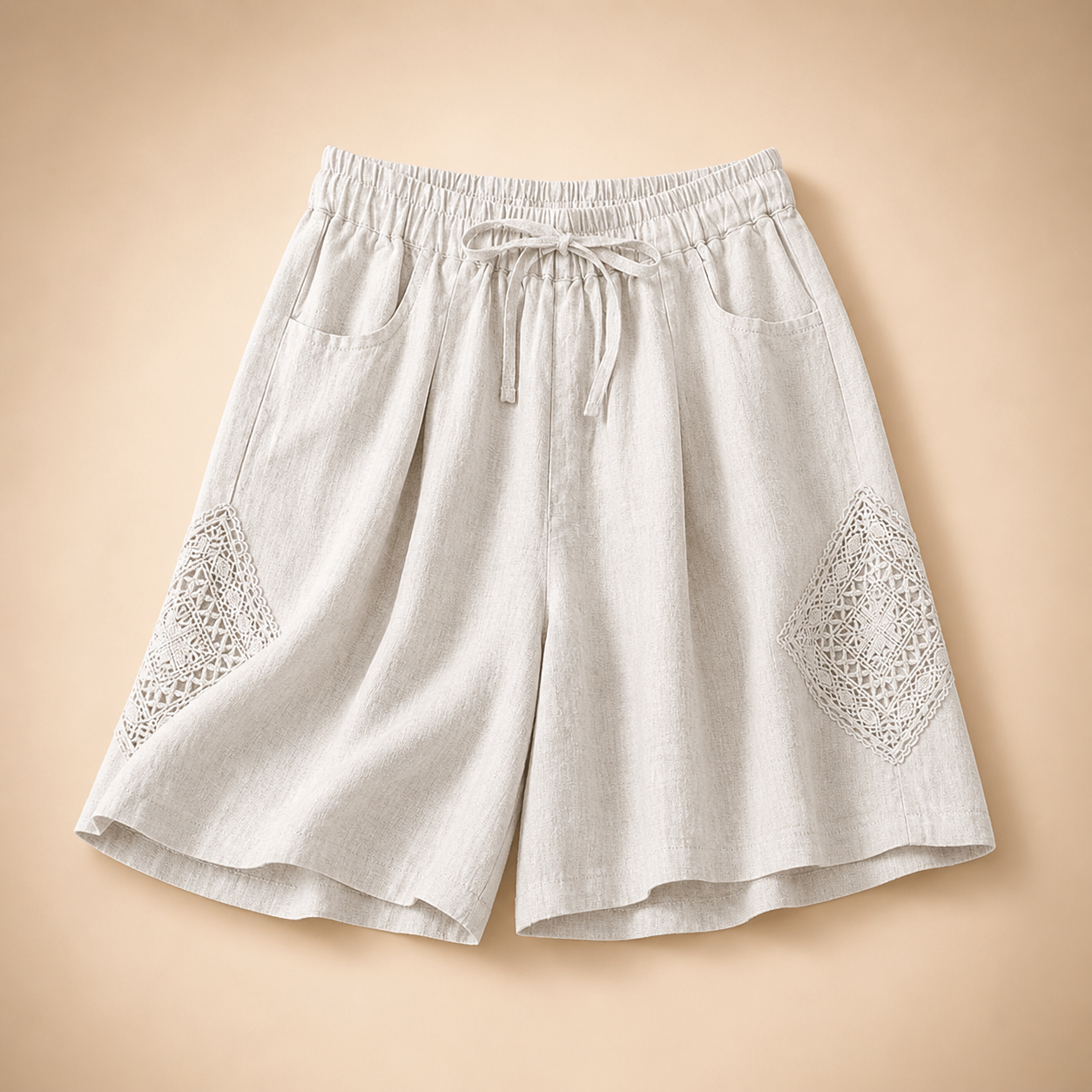 Solea Linen Lace Panel Shorts