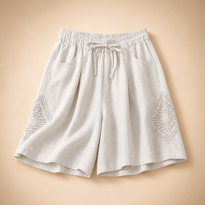 Solea Linen Lace Panel Shorts