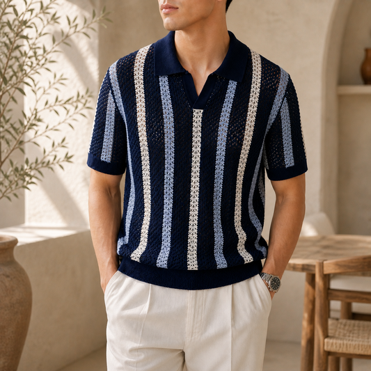 Capri Knit Stripe Polo Shirt