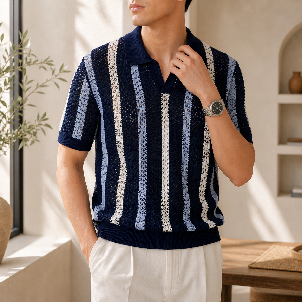 Capri Knit Stripe Polo Shirt