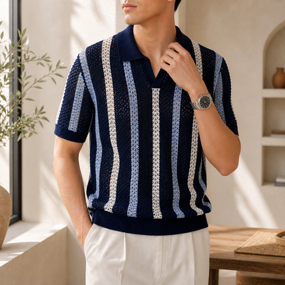Capri Knit Stripe Polo Shirt