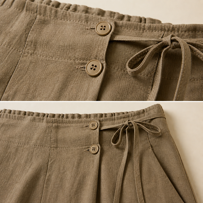 Amara Cotton Linen Wrap Shorts