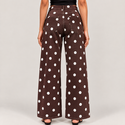 Daisy Polka Dot Wide-Leg Jeans