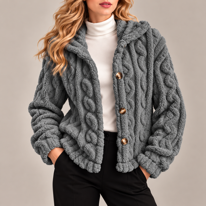 Amelia Plush Cable-Knit Jacket