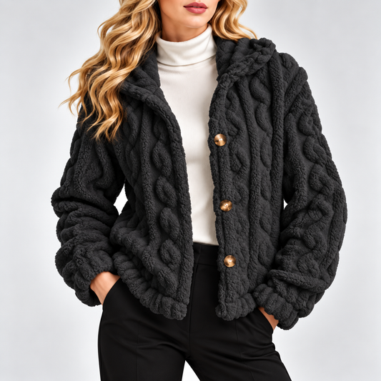 Amelia Plush Cable-Knit Jacket