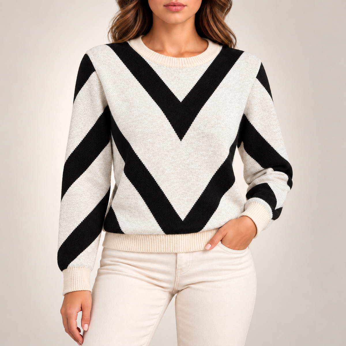 Elise Chevron Knit Sweater