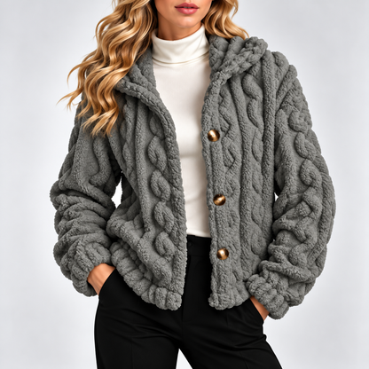 Amelia Plush Cable-Knit Jacket