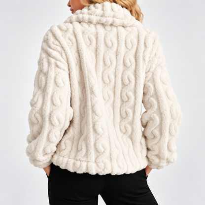 Amelia Plush Cable-Knit Jacket