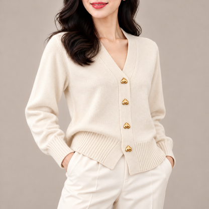 Rosalie Heart-Button Knit Cardigan