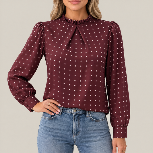 Mia Polka Dot Ruffle Blouse