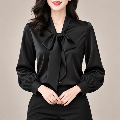 Celeste Satin Bow Blouse