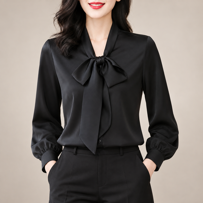 Celeste Satin Bow Blouse