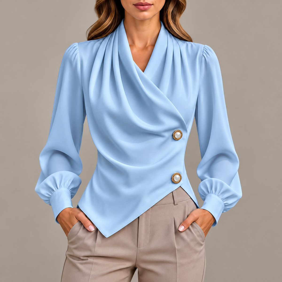 Clara Draped Wrap Blouse
