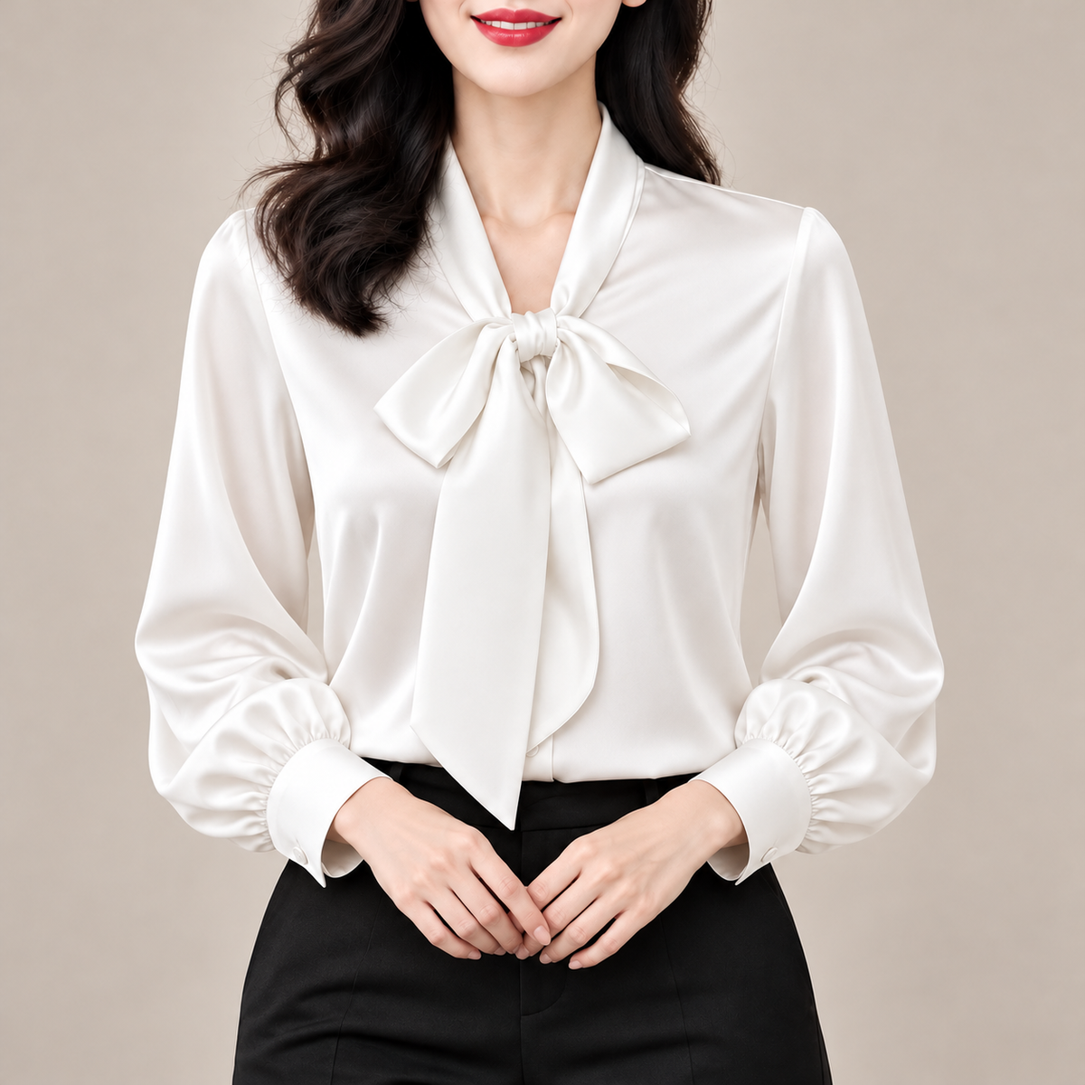 Celeste Satin Bow Blouse