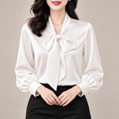 Celeste Satin Bow Blouse