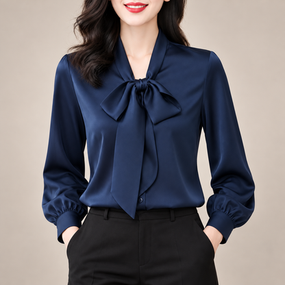 Celeste Satin Bow Blouse