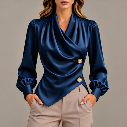 Clara Draped Wrap Blouse