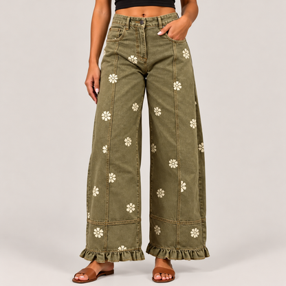 Elodie Floral Ruffle Hem Pants