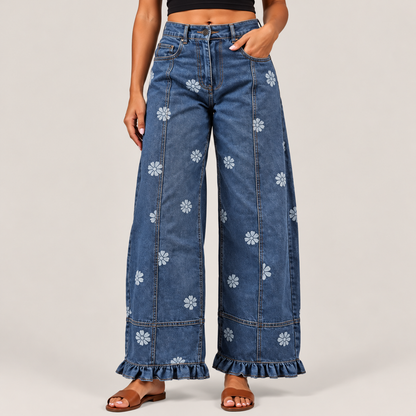 Elodie Floral Ruffle Hem Pants