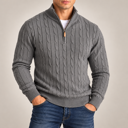 Elliot Cable-Knit Quarter-Zip Sweater