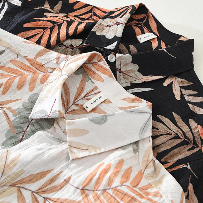 Henry Linen Tropical Print Shirt
