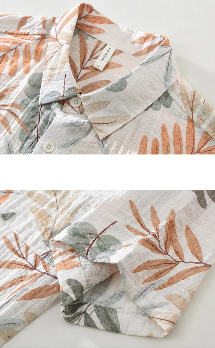 Henry Linen Tropical Print Shirt