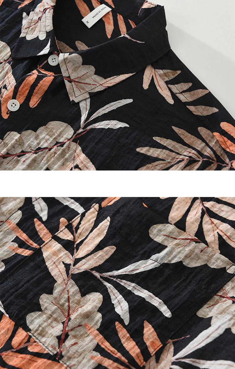 Henry Linen Tropical Print Shirt
