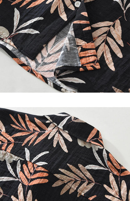 Henry Linen Tropical Print Shirt