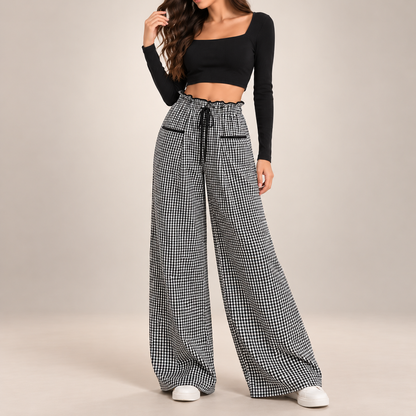 Harper Plaid Wide-Leg Pants