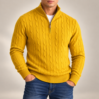 Elliot Cable-Knit Quarter-Zip Sweater