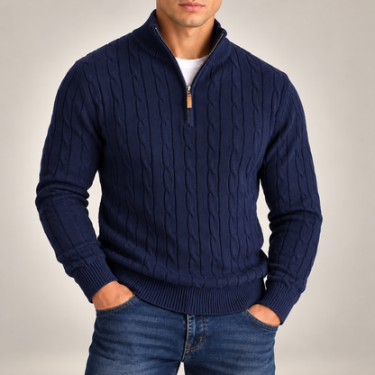 Elliot Cable-Knit Quarter-Zip Sweater