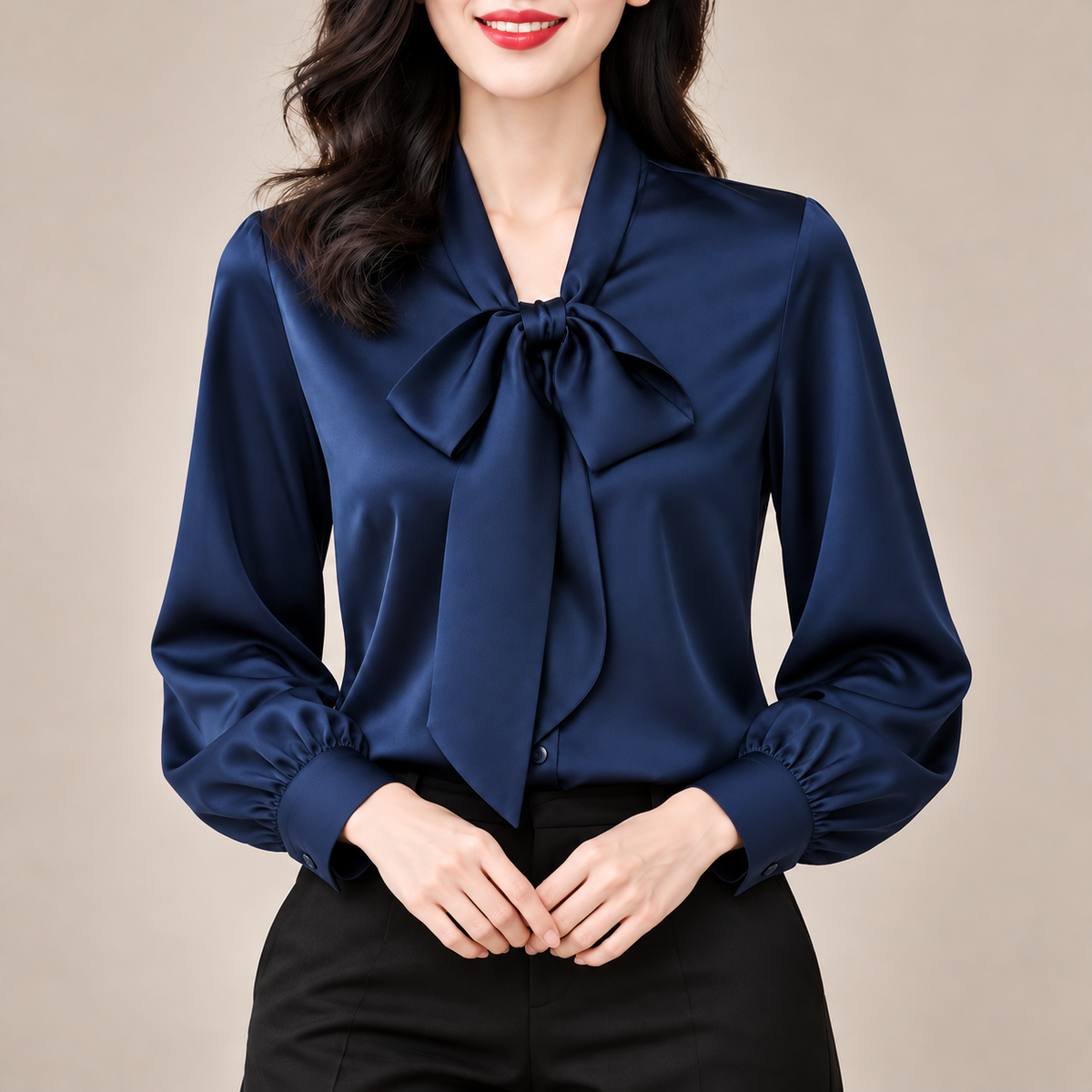 Celeste Satin Bow Blouse
