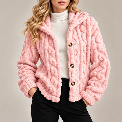 Amelia Plush Cable-Knit Jacket
