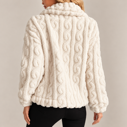 Amelia Plush Cable-Knit Jacket
