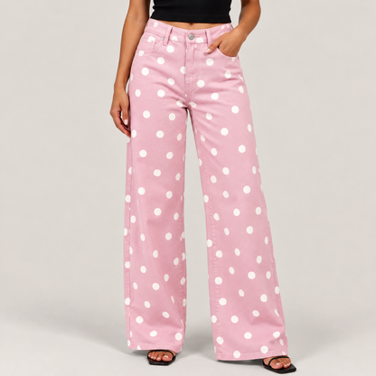 Daisy Polka Dot Wide-Leg Jeans