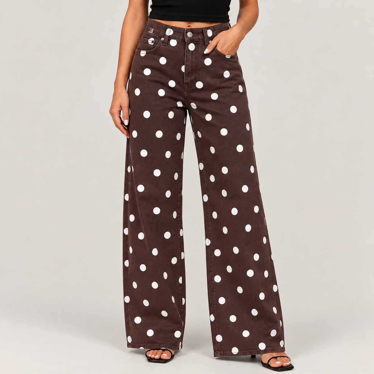 Daisy Polka Dot Wide-Leg Jeans