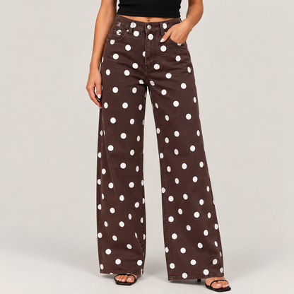 Daisy Polka Dot Wide-Leg Jeans