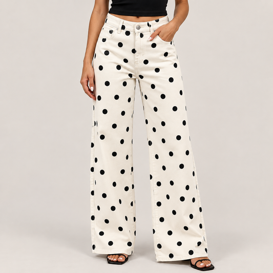 Daisy Polka Dot Wide-Leg Jeans