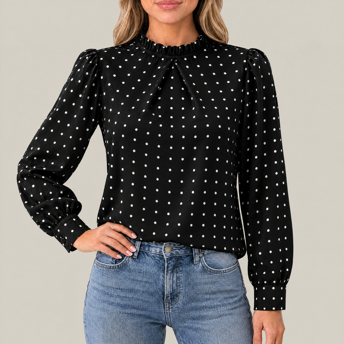 Mia Polka Dot Ruffle Blouse