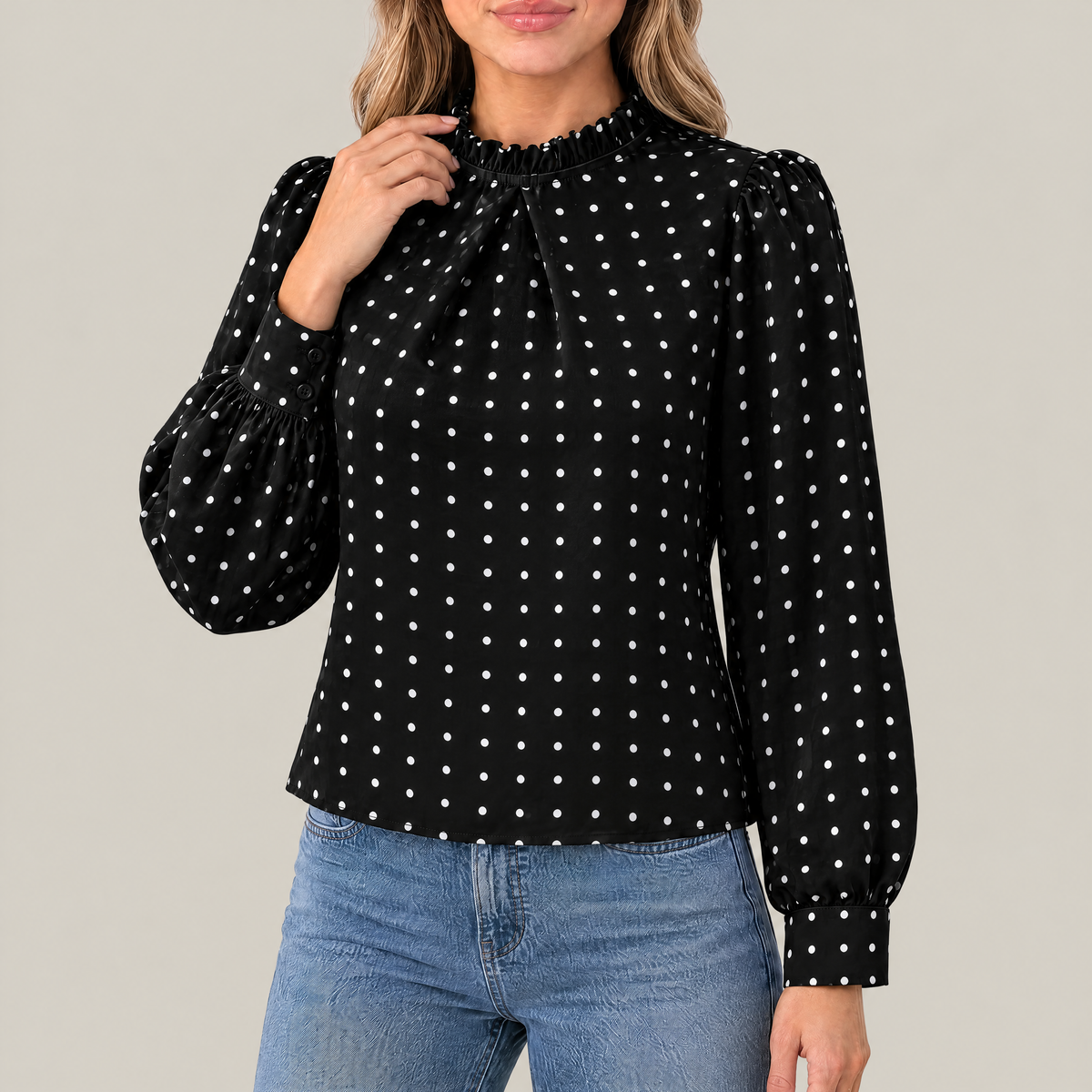 Mia Polka Dot Ruffle Blouse