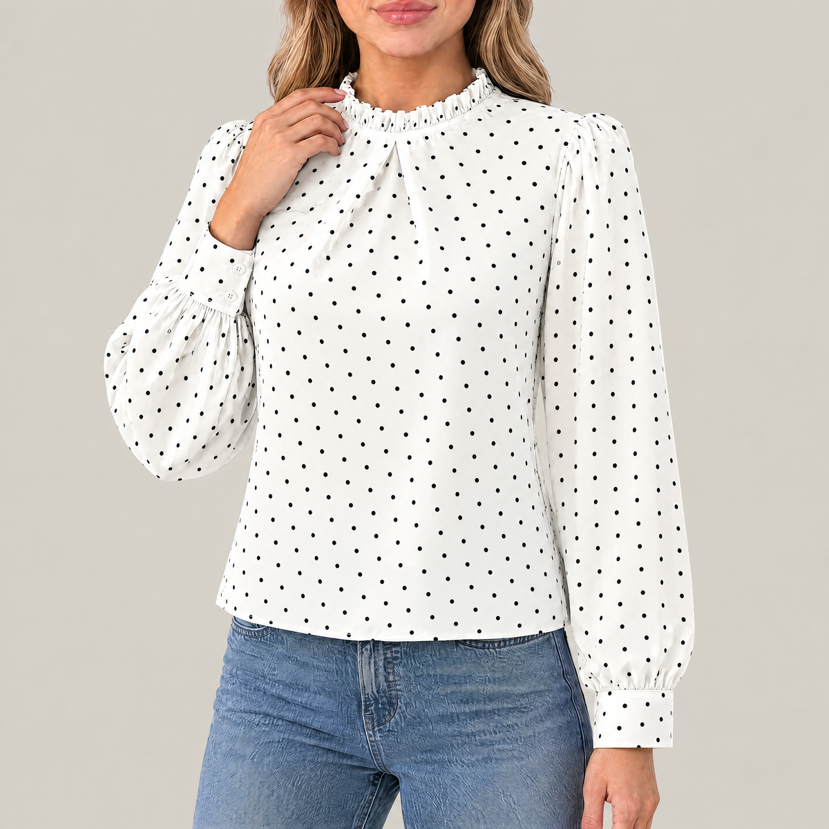 Mia Polka Dot Ruffle Blouse