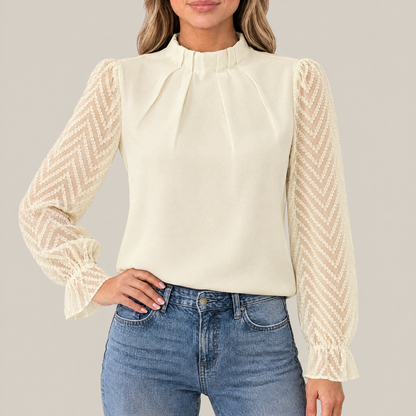 Elise Pleated High Neck Blouse