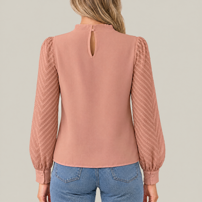 Elise Pleated High Neck Blouse