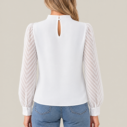 Elise Pleated High Neck Blouse