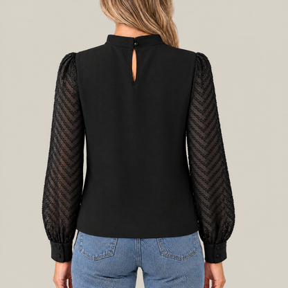 Elise Pleated High Neck Blouse