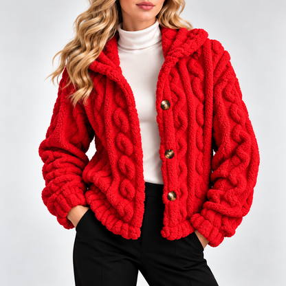 Amelia Plush Cable-Knit Jacket